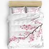 Peach Blossom Petals Leaves Flower Bedding Set 3pcs Duvet Cover Pillowcase Kids Adult Quilt Cover Double Bed Set Home Textile