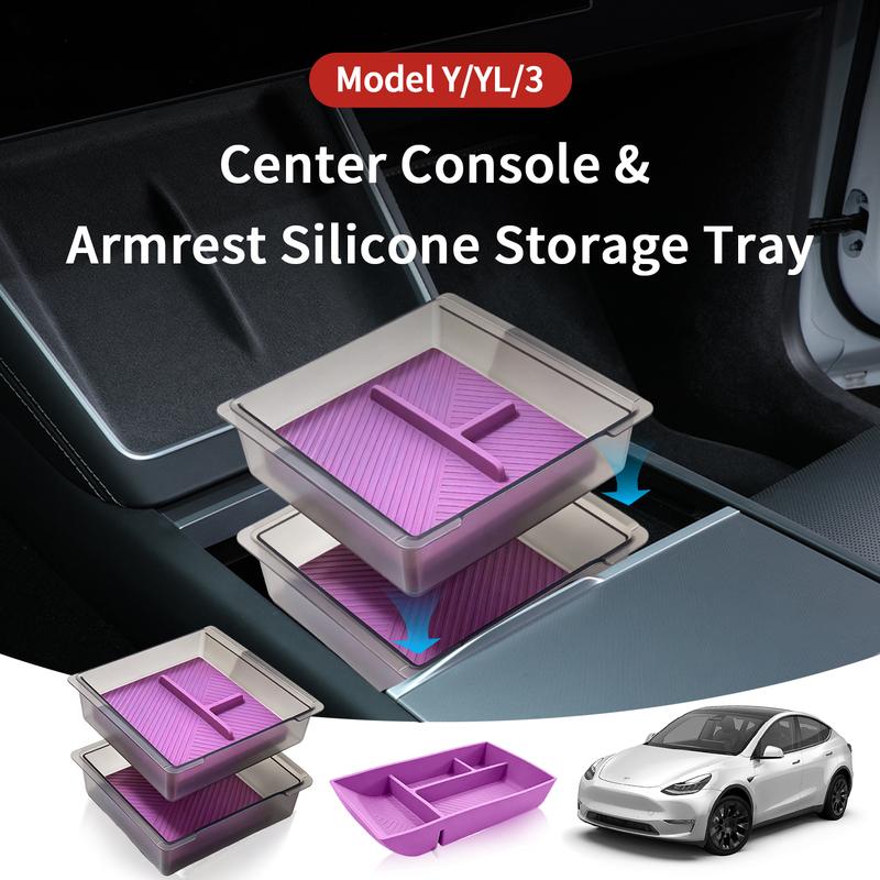For Tesla Model 3 Highland Model Y Juniper / YL Center Console Armrest Storage Box 2Pcs Hidden Storage Box Car Tuning Accessory