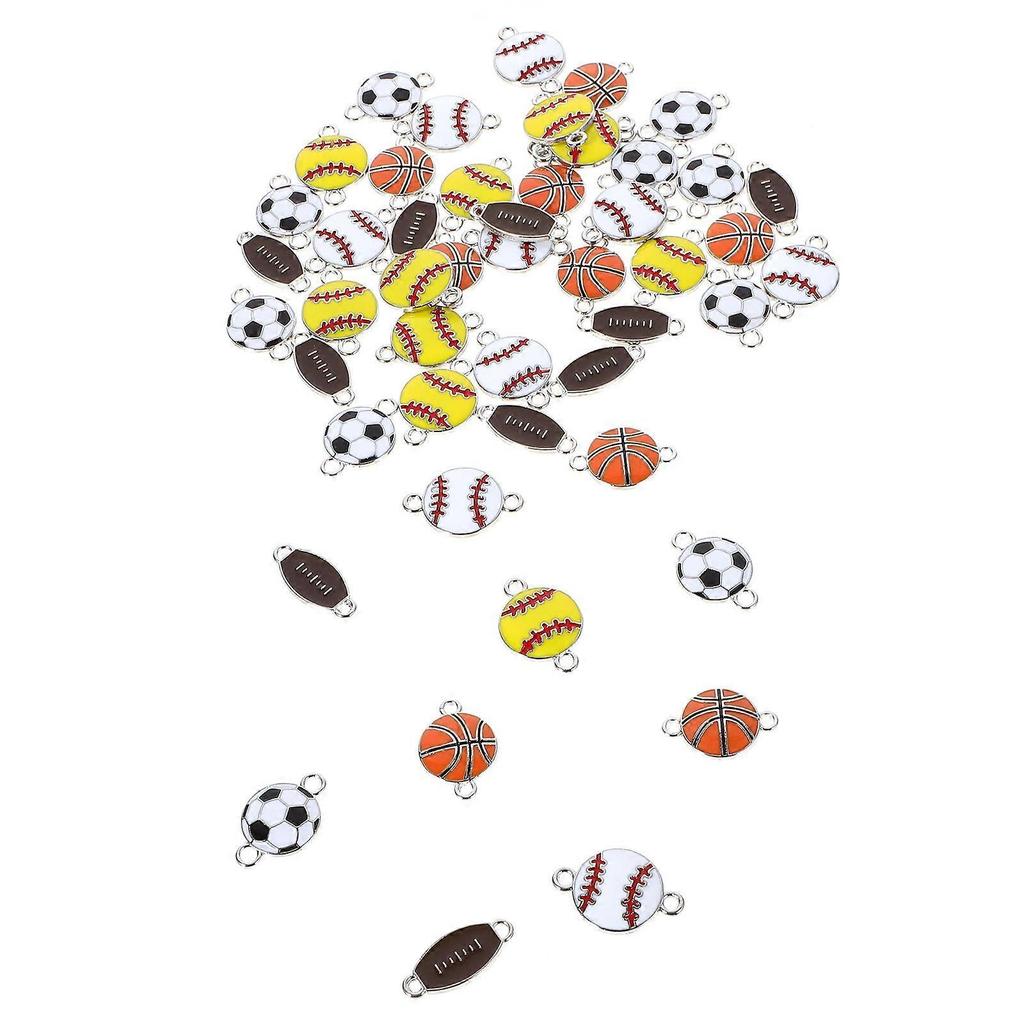 Jewelry Making Pendants Sports Ball Charms Mixed Style Assorted Color Hanging Charms Ball Shape Diy Jewelry Makers 50Pcs