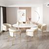 Leisure Chair, Set of 6, Dressing Chair, Light Luxury, with Four Metal Support Legs, Imitation Rabbit Down, White[OLD SKU:WF317938AAB-6]