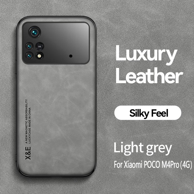For Xiaomi Poco M4 Pro 4G Case Magnetic Holder Silicone Phone Case For PocoM4Pro Poko Little M 4 Pro M4Pro 4G Leather Back Cover