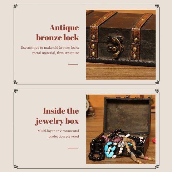 Шкатулка для драгоценностей большой емкости в стиле ретро, ​​деревянный браслет, зажим для волос, брелок для стола