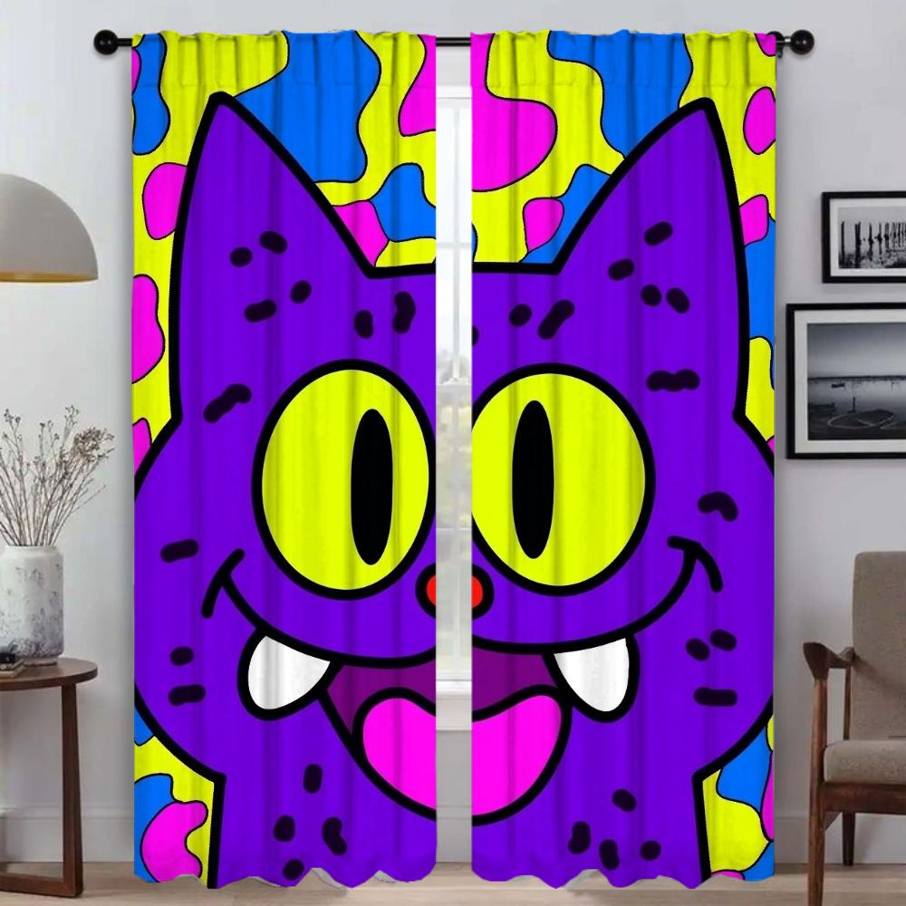 Home Interior Curtains for Camera Funny Cat Curtains Child Room Tulle for Bedroom Living Room Curtain Halloween Decoration Panel