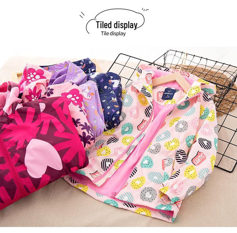 Девочковое флисовое пальто-тренч средней длины: Модная куртка-ветровка на осень/зиму