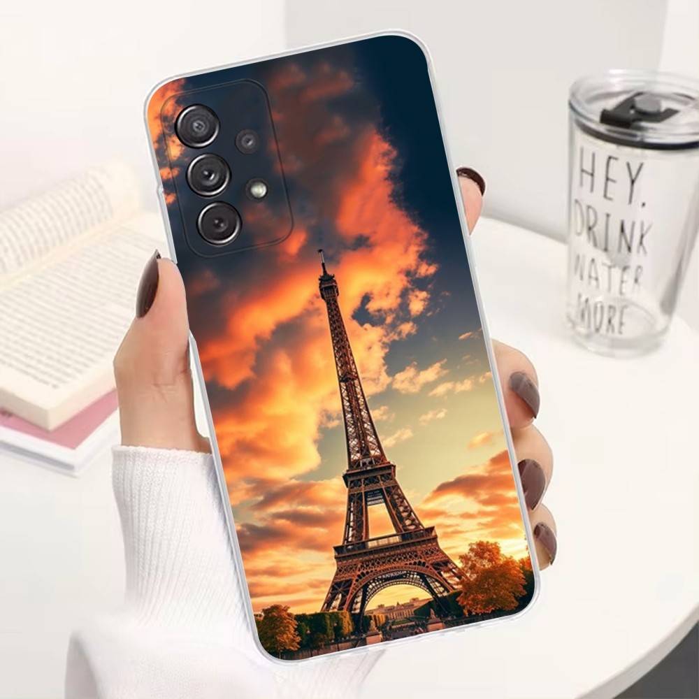 Art Paris Eiffel Tower For Samsung A30,51,71,S9,Ultra,S20,FE,21,PIus,10,22,Lite,23,Transparent, Silicone Case