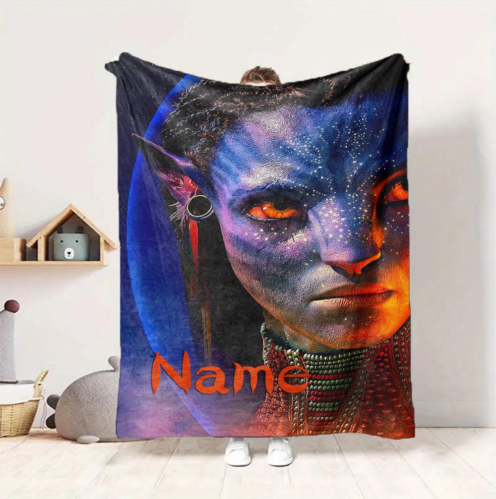 Custom Name Avatar World Flannel Blanket Throw Blanket Soft Warm Sofa Bed Decor Unique Gift