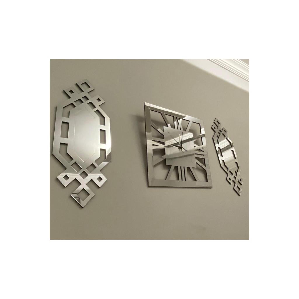 Роскошные настенные часы, набор из 3, 50 см, серебряные стильные квадратные настенные часы с римскими цифрами, 25 х 62 см, картины пахлавы