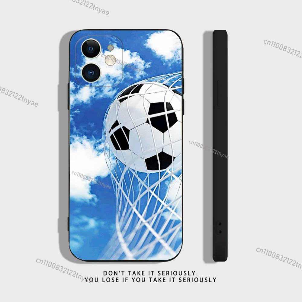 Спортивный чехол для телефона с футбольным дизайном Для iPhone 17,16,15,14,13,12,11,X,XR,XS,Plus,Mini,Pro,Max Мягкий черный Ударопрочный чехол