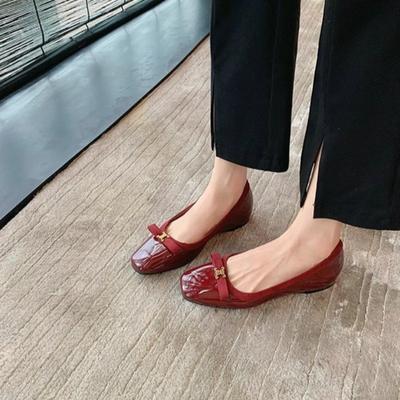 Внутреннее увеличение высоты см~ благородный золотой бант с пряжкой квадратный круглый носок толстая подошва туфли-лодочки женские весна и осень