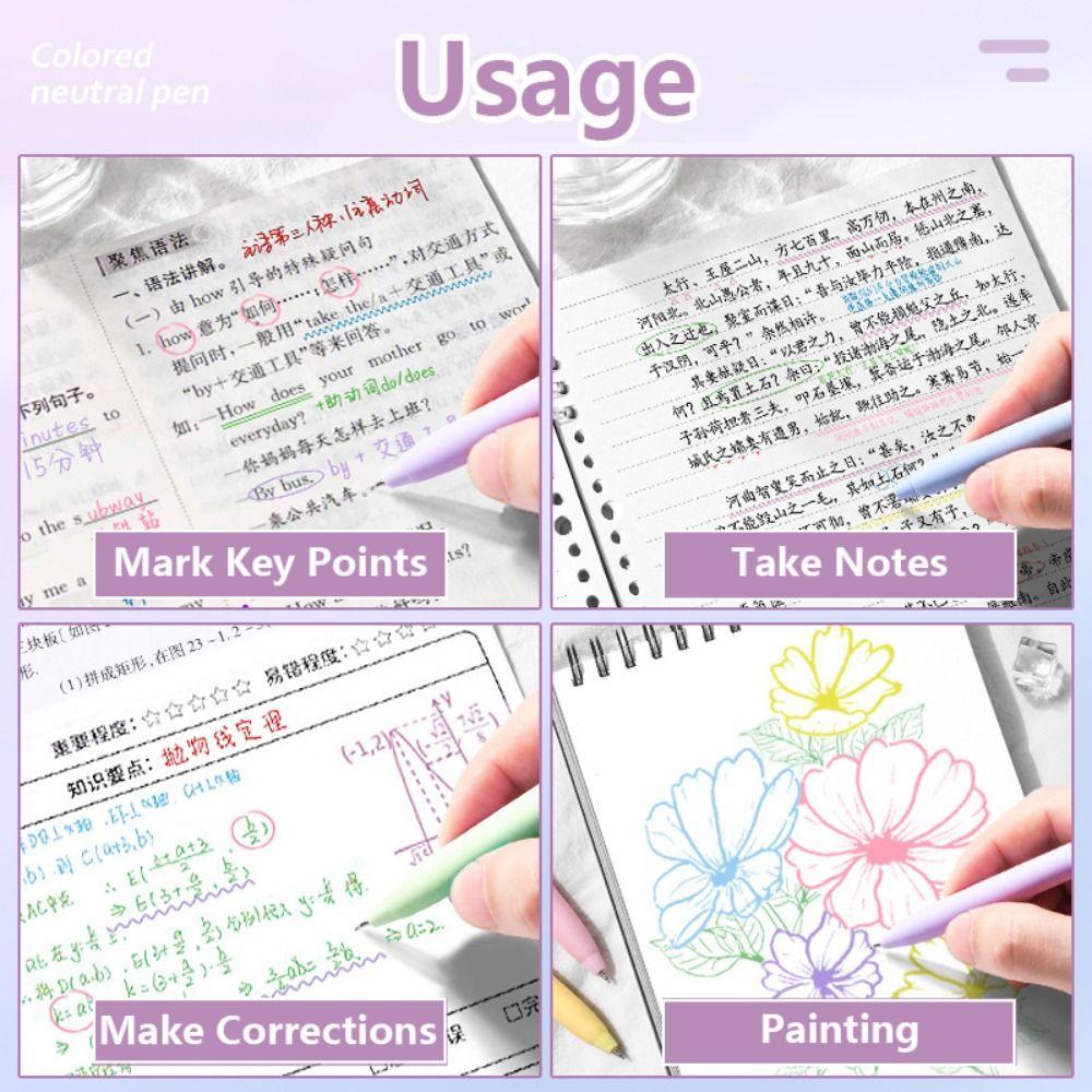 6Colors/Set Color Ink Color Gel Pen Press Type Signing Pen Creative Neutral Pen  Students Gift