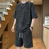 Большой размер 4XL-10XL Летний Повседневный Комплект из 2 предметов Мужские Футболки с Коротким Рукавом Комплекты с Свободными Шортами