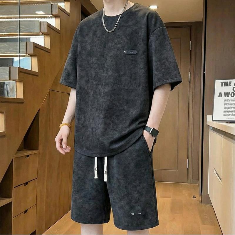 Большой размер 4XL-10XL Летний Повседневный Комплект из 2 предметов Мужские Футболки с Коротким Рукавом Комплекты с Свободными Шортами
