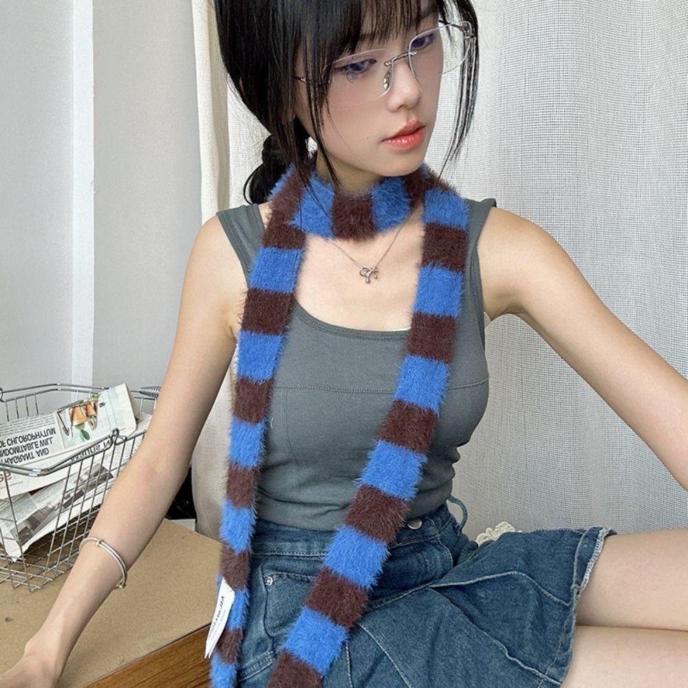 Harajuku Style Long Narrow Scarves Sweet Cool Stripe Shawl All-match Y2K Striped Scarf Outdoor