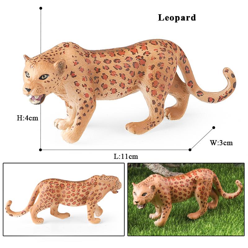 Oenux African Wild Animals Simulation Savage Cheetah Snow Leopard Jaguar Action Figure Figurines PVC Model Educational Kid Toys