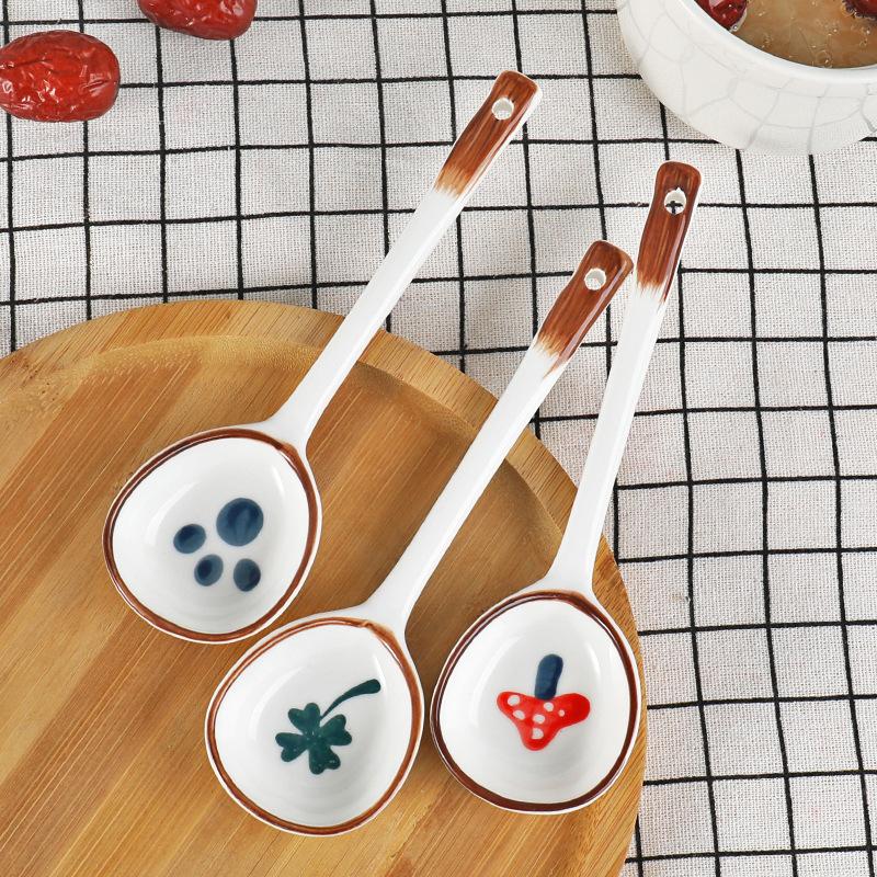 Керамическая ложка Бытовая Суповая Специальная Круглая Головка Половник Длинная Ручка Столовые ложки Обеденный Сервиз