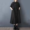 Short Sleeve Plus Size Black Vintage New In Dresses for Women Casual Loose Long Summer Shirt Dress