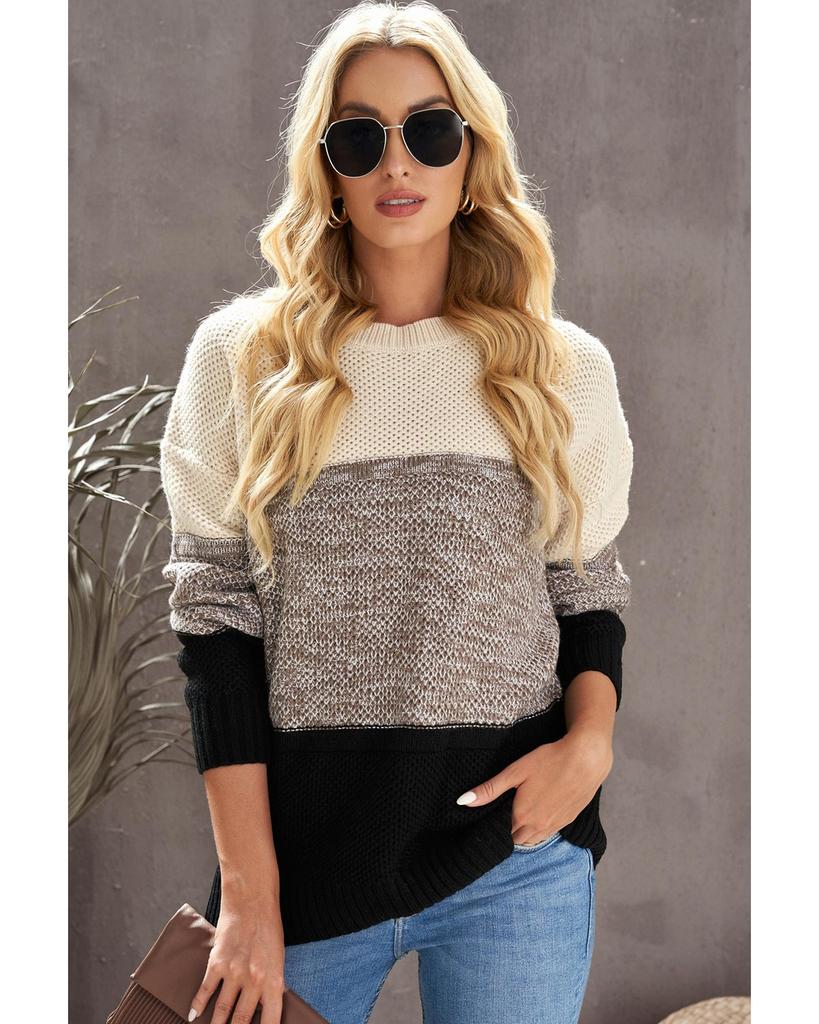 Azura Exchange Netted Texture Pullover Sweater