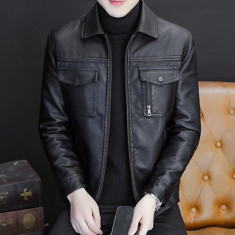 Куртка из натуральной кожи с лацканами, мужская зимняя новая бархатная термокуртка из натуральной кожи, модная осенне-зимняя одежда