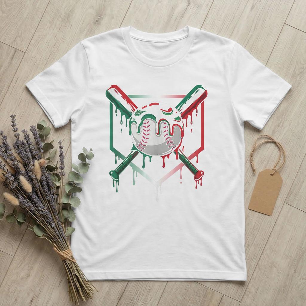 Baseball Sport Ice Cream Drip Unisexs T Shirts Funny Meme Cool Tees Short Sleeve Round Collar TShirt 100 Cotton Birthday Clothes