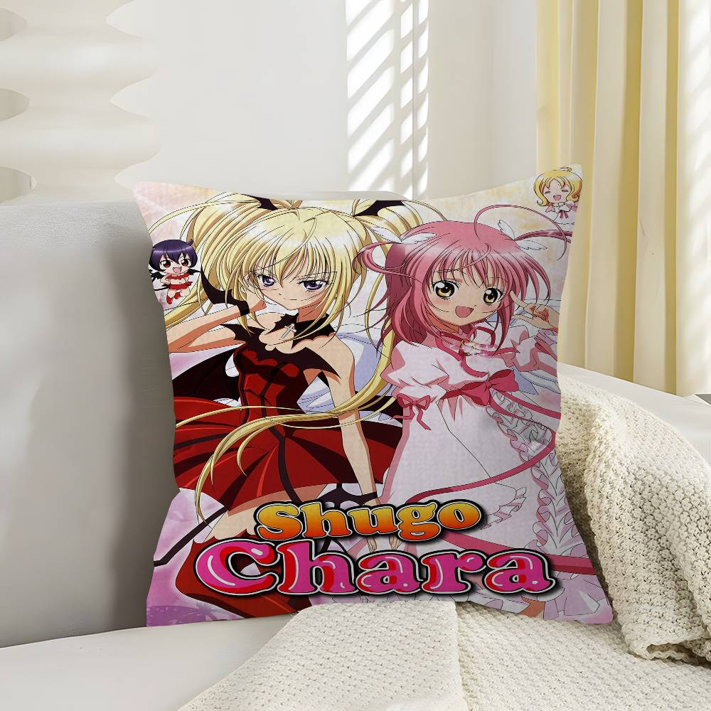 Shugo Chara Anime Pillow Covers Cartoon Sofa Decorative Home Doublesided Printing Short Plush Cute Cushion Cover