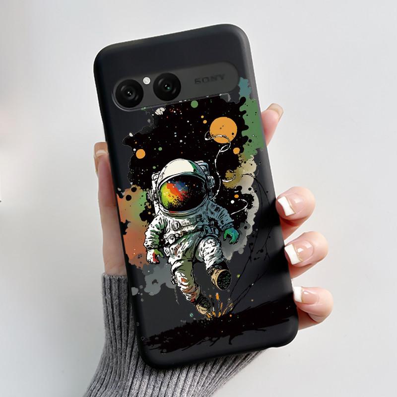 Cute Case For Sony Xperia 10 VII Fundas Capa Printing Shell Protective Cover Soft Silicone Cartoon Black Casing Coque