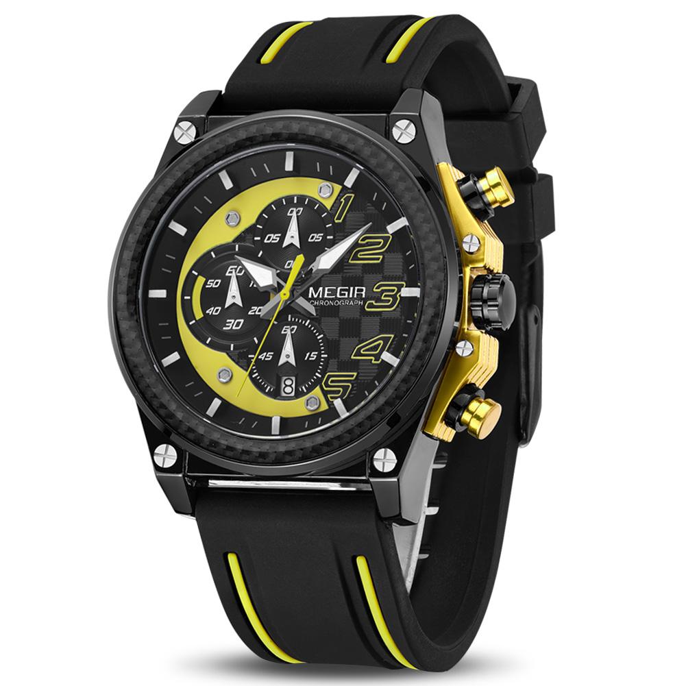 MEGIR мужские мультидисплейные часы на силиконовом ремешке