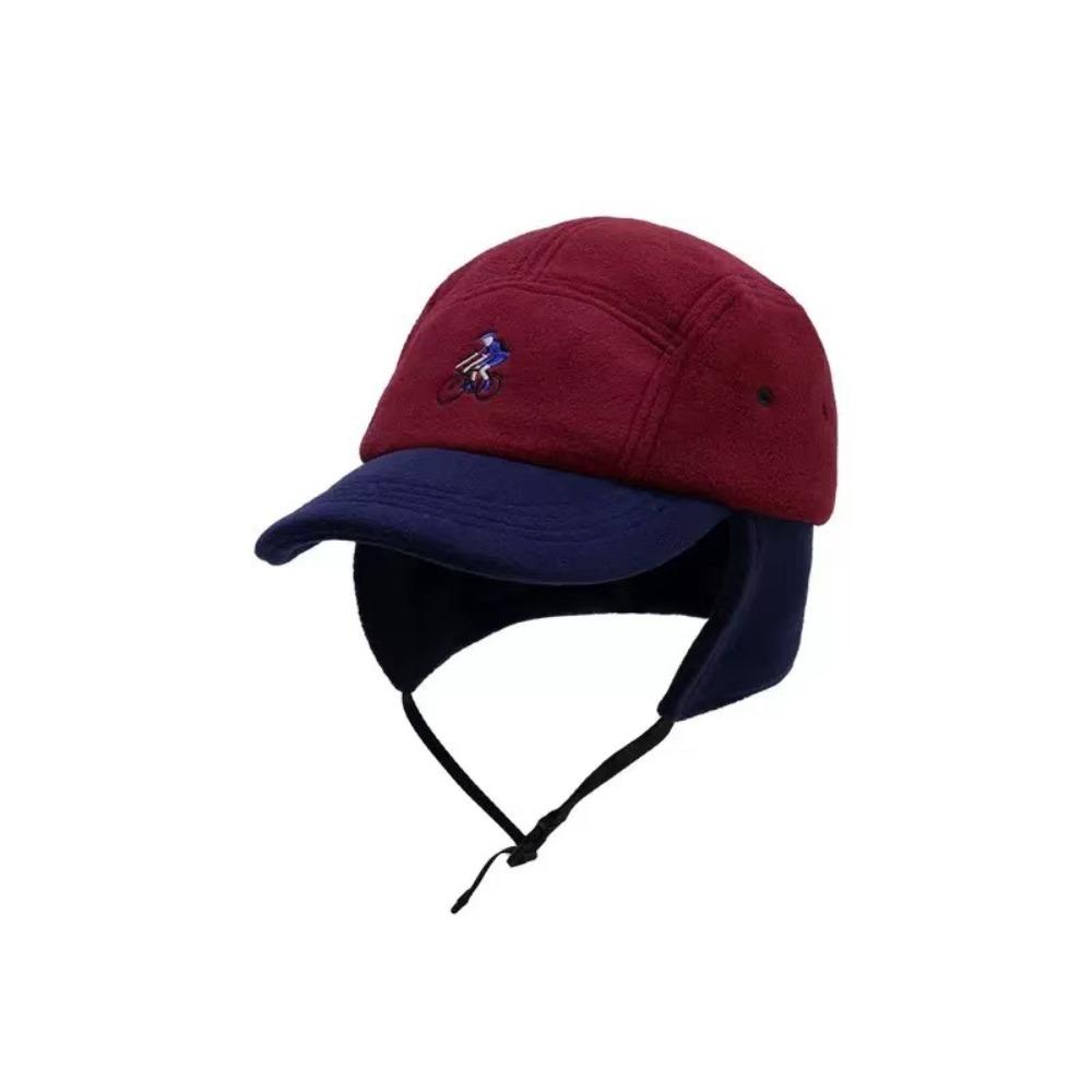 Fashion Patchwork Color Baseball Hats with Ear Flaps Thickened Warm Bomber Cap Biker Hats Autumn and Winter