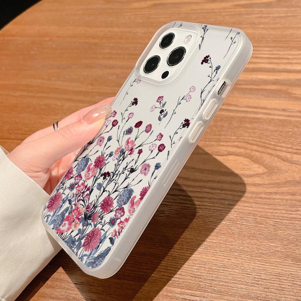 Чехлы для мобильных телефонов iPhone 11 13 15 Pro Max 12 14 Pro Max Чехол для iPhone 16 15 Plus 13 Pro 12 Матовая текстура с рисунком в виде мультяшных цветов