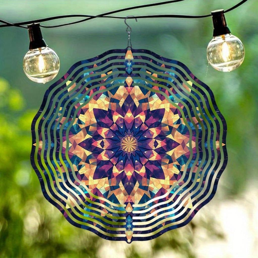 Vibrant Kaleidoscope Wind Chime Outdoor Garden Decor Durable Metal Hanging Art for Yard Party Patio Decoration No Battery Needed 3D Elegant Design