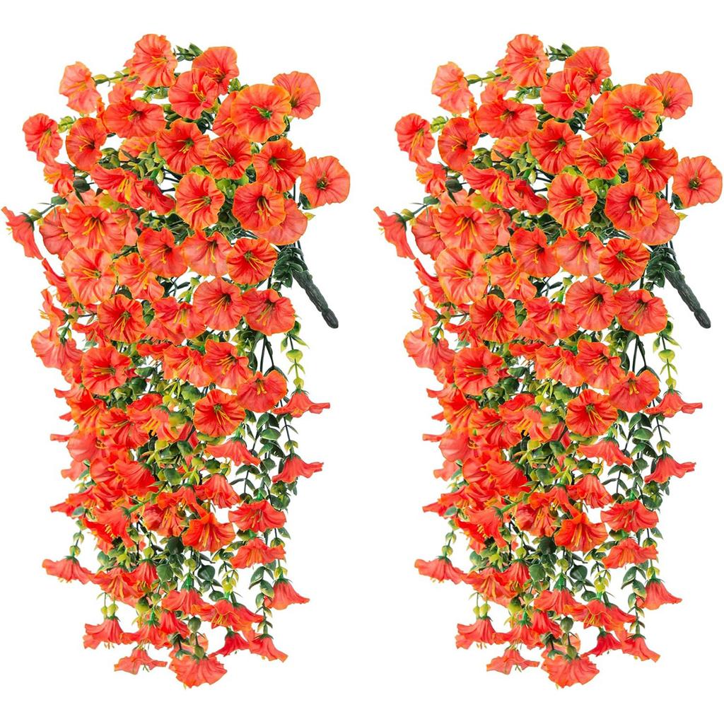 2pcs Artificial Morning Glory and Eucalyptus Hanging Decoration UV Resistant Perfectly for Home Garden Weddings