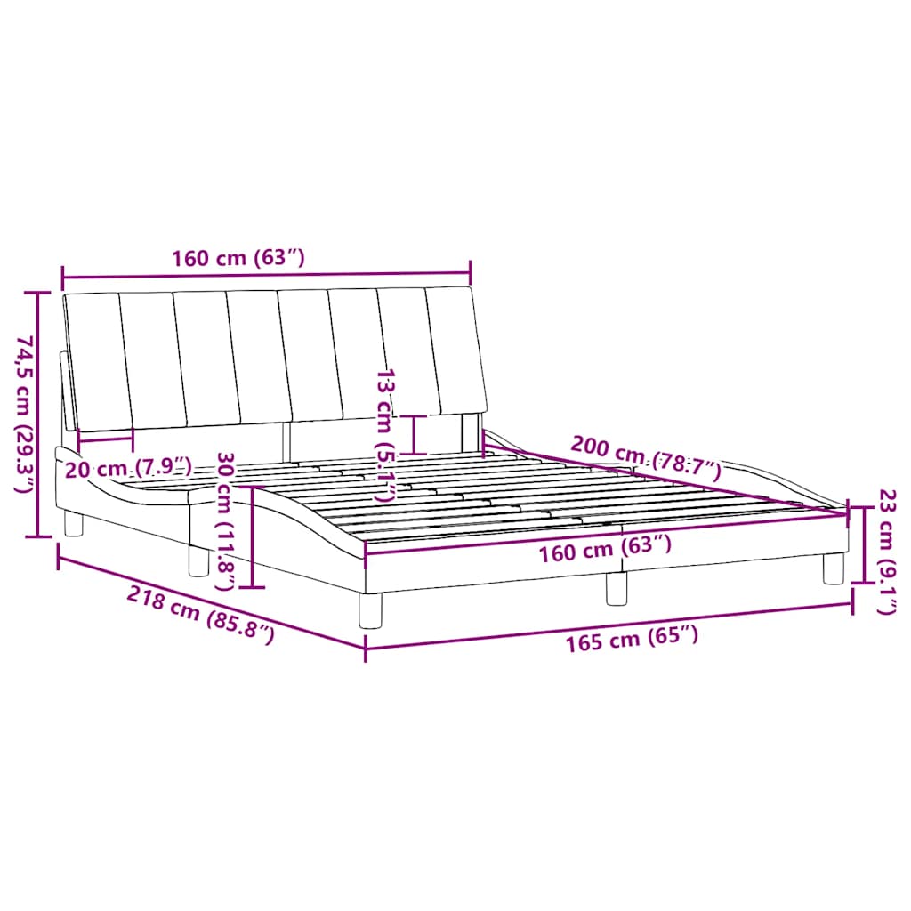 Bed Frame without Mattress Hanko Black 160 x 200 cm Fabric