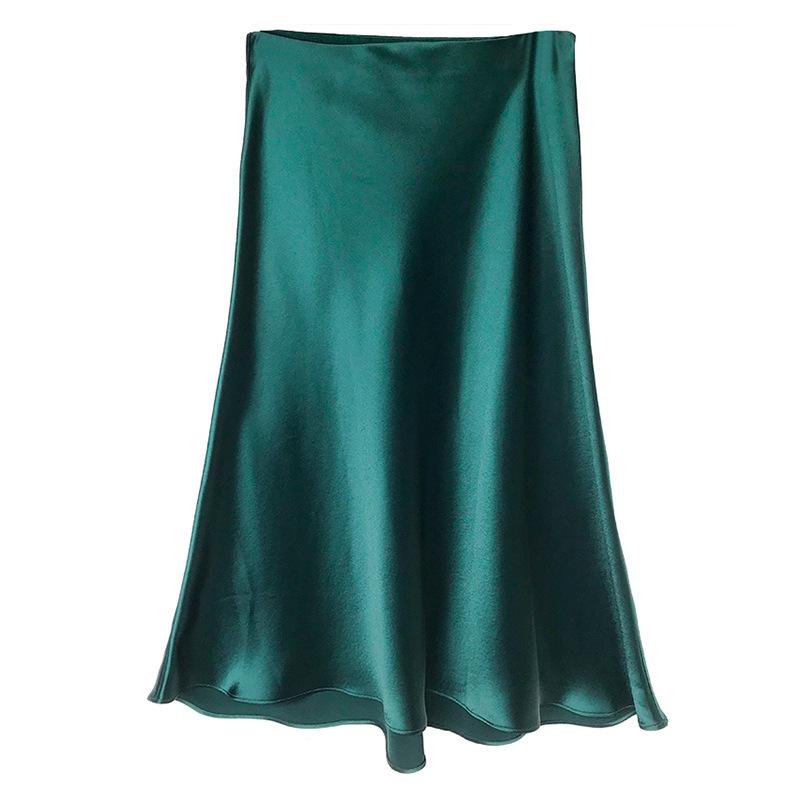 Elegant Retro Satin Acetate Umbrella Skirt for Women