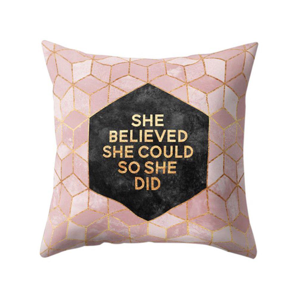 Gold Shining Home Decor Car Seat Peach Skin Cashmere Cushion Cover Pillow Cases Geometric Printed