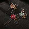 Fashion Elegant Blue Flower Women Hair Combs Headdress Prom Bridal Wedding Hair Accessories Gold Leaves Hair Jewelry Hair Pins