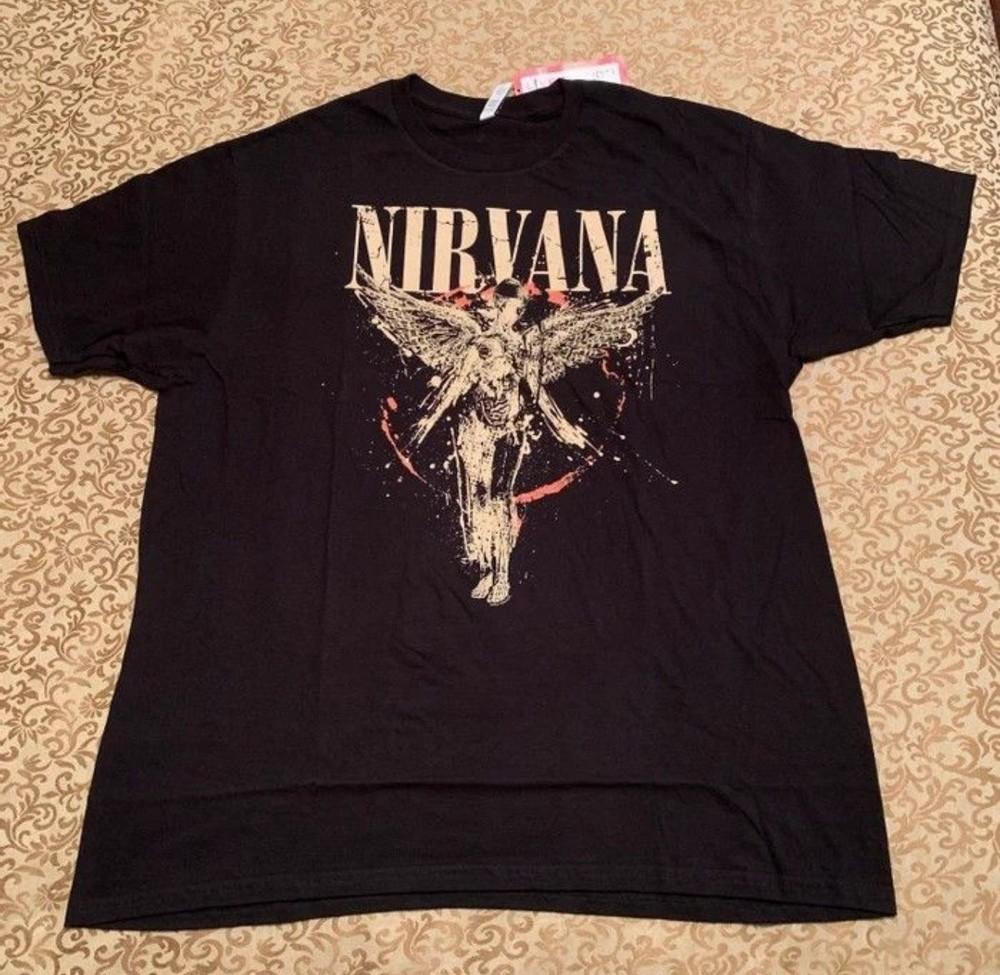 26 Nirvana In Utero T-Shirt Alternative Rock Band Kurt Cobain Black Cotton Size XL Unisex T-Shirt