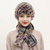 Winter Knitted Natural Fur Hats Scarves Sets Women Warm Real Rex Rabbit Fur Hat Scarf Lady Fashion Thick Rex Rabbit Fur Hat
