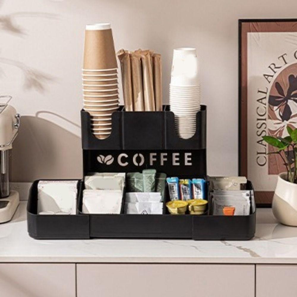 Plastic Disposable Paper Cup Holder Adjustable Cup Dispenser Cup Straw Storage Rack  Office