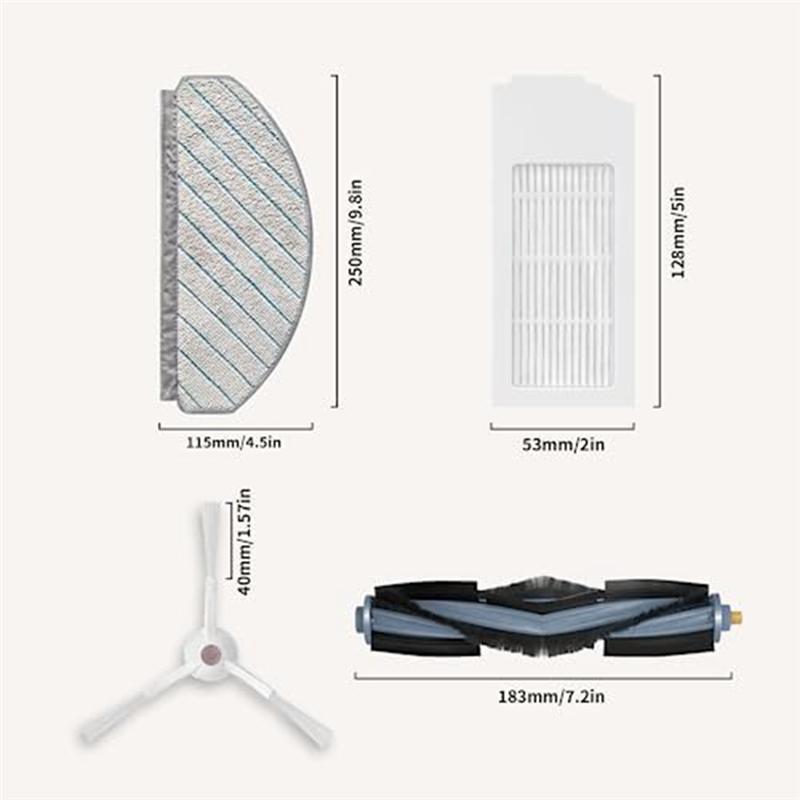 A65T-1Set Replacement Accessories Fit For Ecovacs Deebot T10+, Main Brush, Filters, Side Brushes, Mop Cloths, Brush Cleaning Too