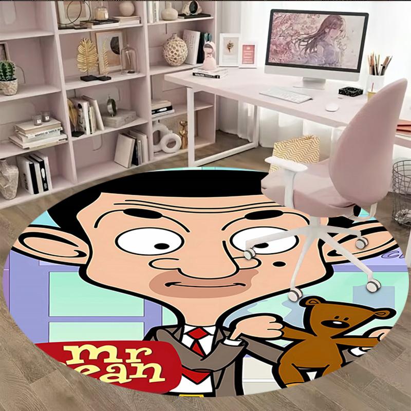 1pc Mr Bean1 Print Round Carpet Chair Round Carpet Suitable for Bedroom Living Room Home Decorative Carpet