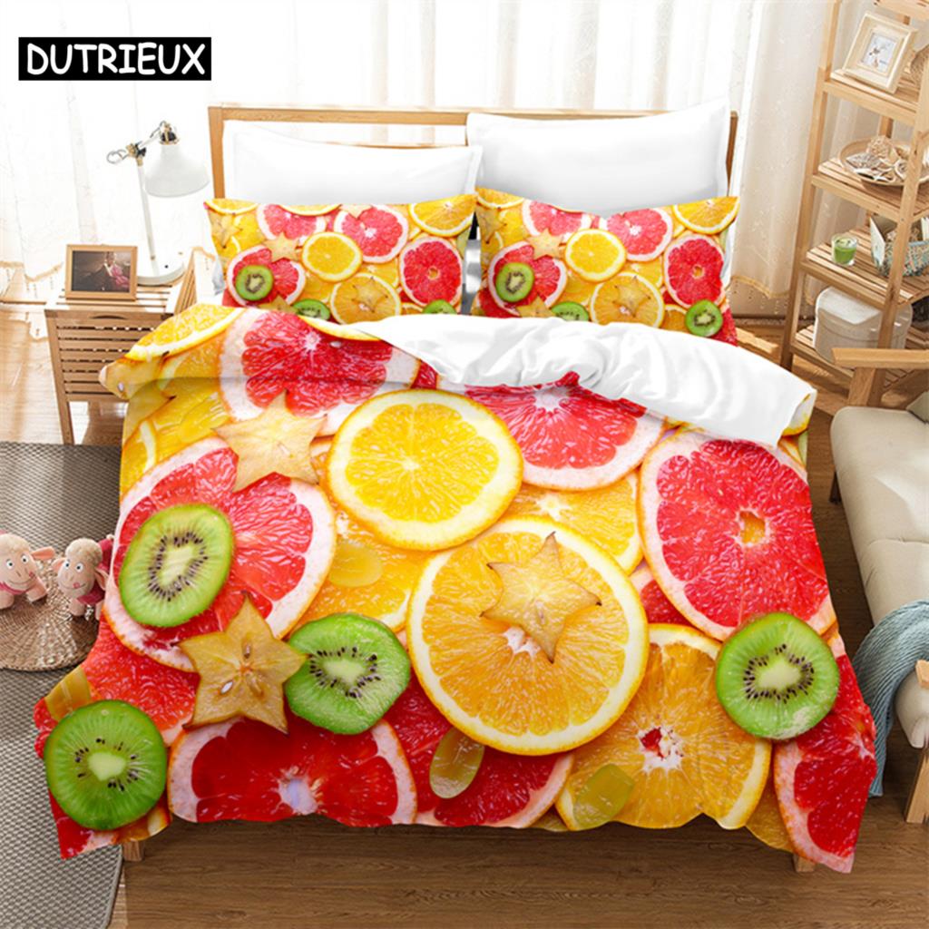 Комплект постельного белья Summer Fruit Queen, комплект постельного белья с цифровой печатью, комплект постельного белья King Size, комплект постельного белья