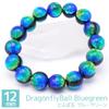 Dragonfly Ball Blue Green 12mm Round Ball Bracelet Inner Circumference Kerama Marine Firefly Glass Natural Stone Power Stone Prayer Bead Prayer Bead