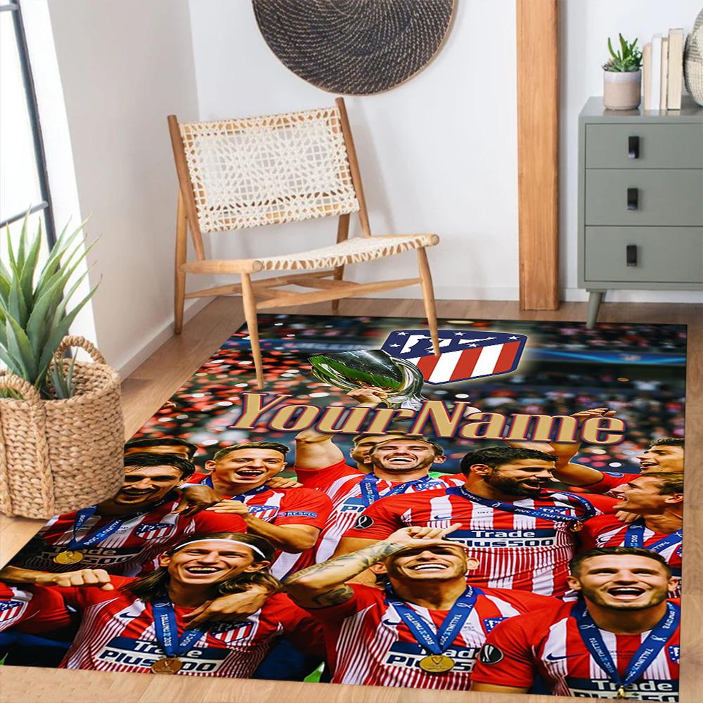 Atletico Madrid Customized Name Area Rug Suitable for Playrooms Study room Decorate room Foyer Anti-slip Rug Anime Office Decor