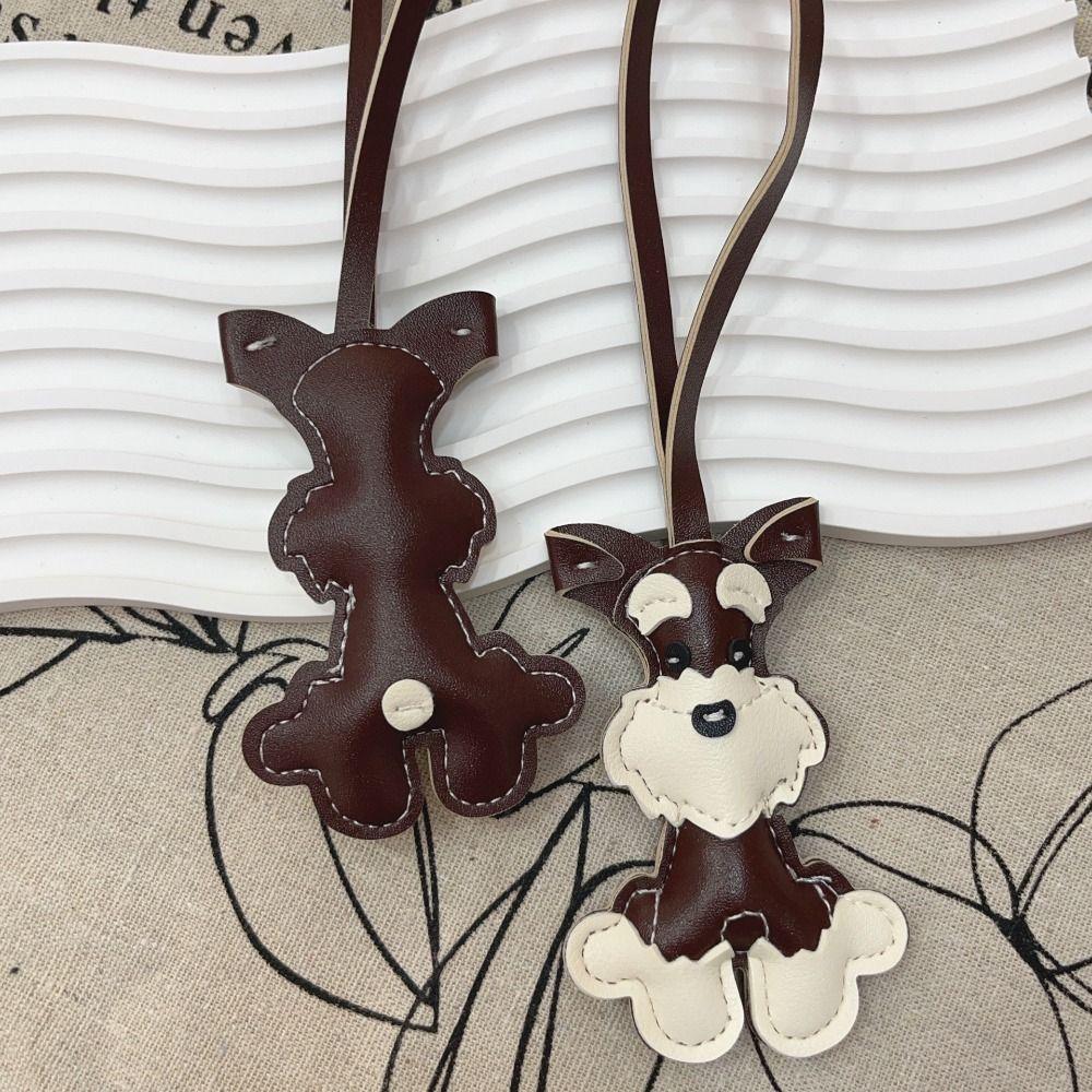 Подвеска из ПУ кожи для собаки, милый щенок, подвеска для сумки, разноцветный брелок шнауцера, украшение для сумки AVE