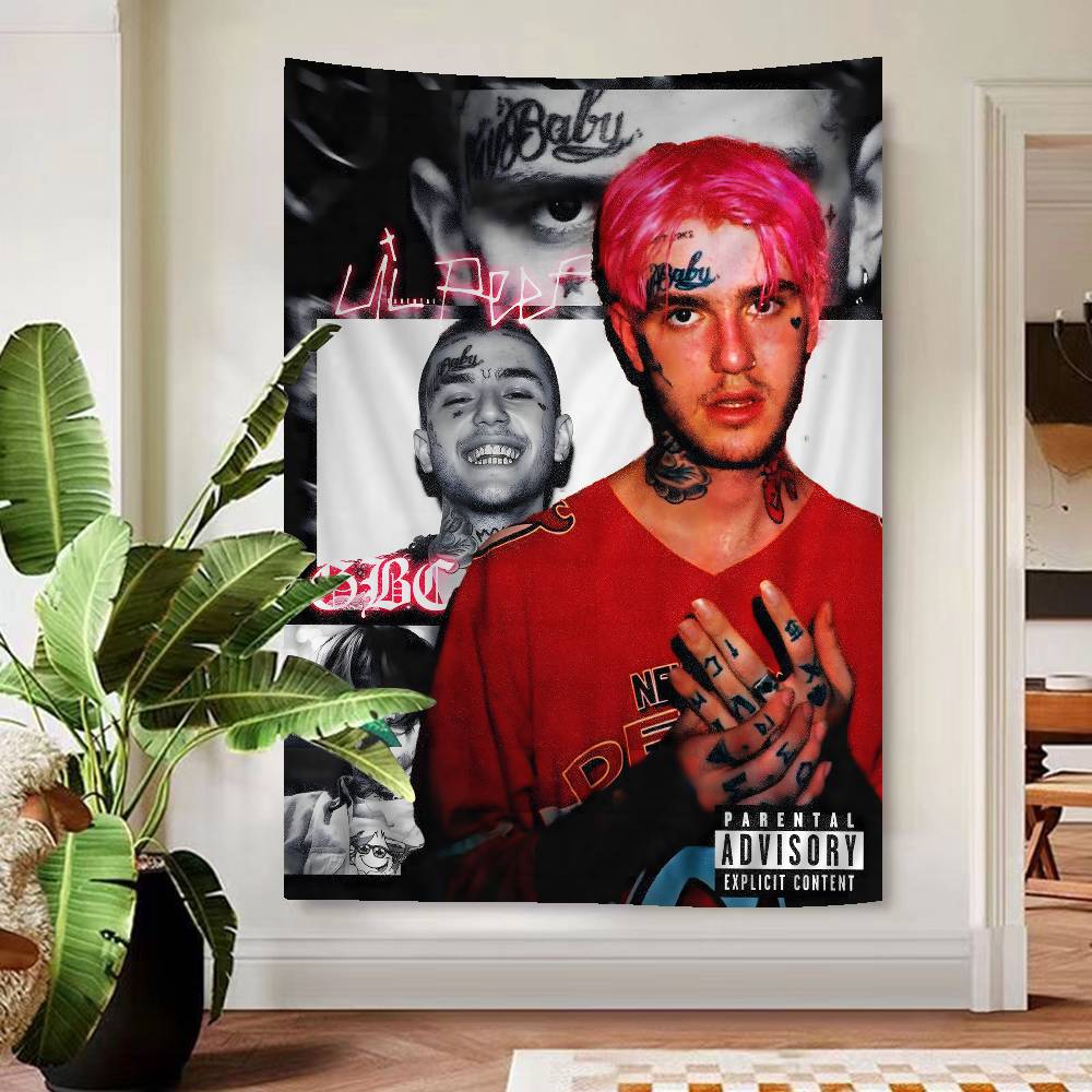 Хип-хоп рэпер Lil Peep Напечатанный Большой настенный гобелен Искусство Научная фантастика Комната Домашний декор Декор Покрывало