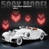 1/18 Ретро-автомобиль Benz 500K, Модель автомобиля из сплава, Имитация звука и света, Винтажный автомобиль, Детские игрушки, Коллекция подарков для мальчиков, Украшения