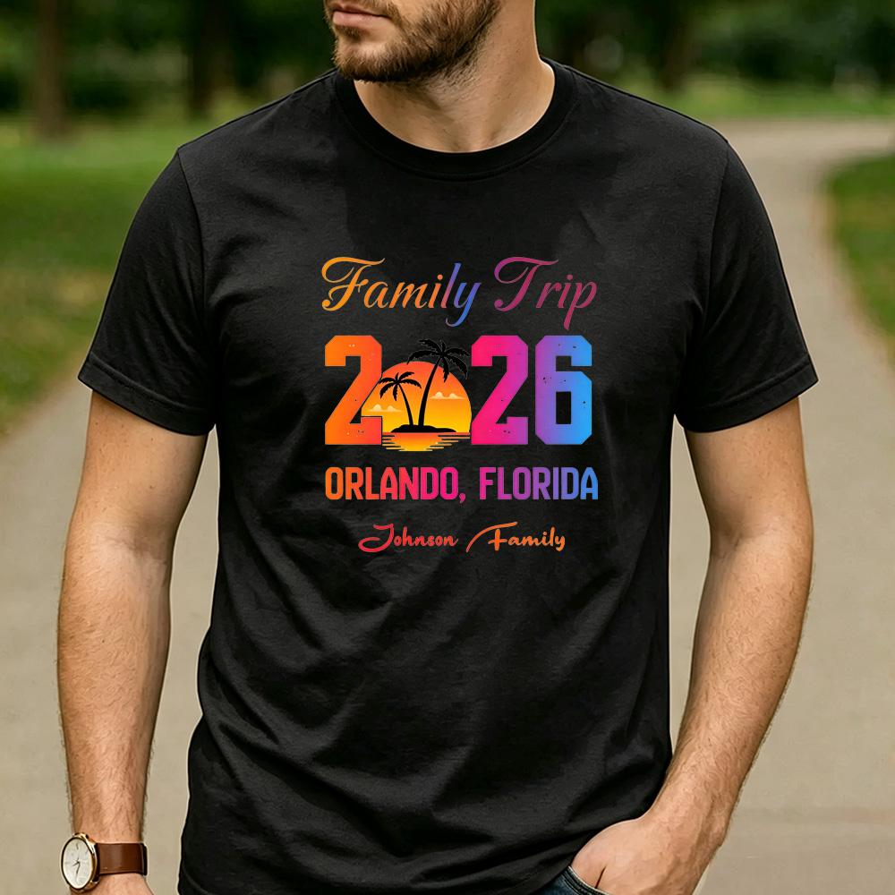 Summer Beach Vacation Streetwear Graphic T Shirt 2026 Orlando Florida Family Trip Print Unisex Fit Cotton Casual Outdoor Tee