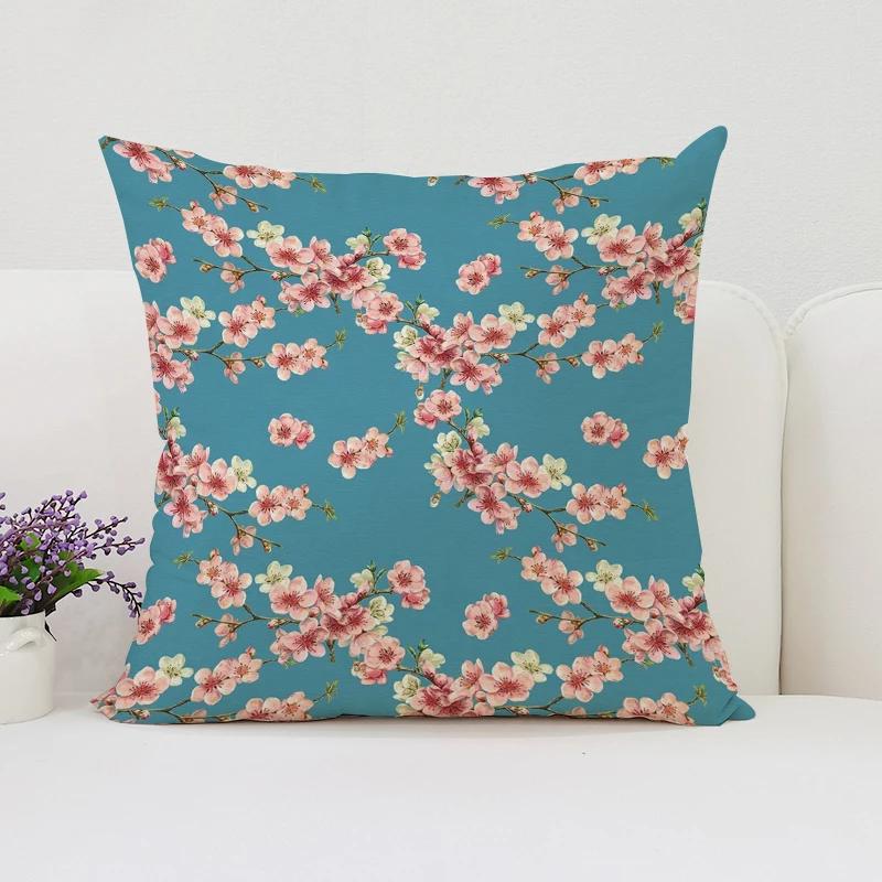 Японская Сакура Домашний Декор Декоративная Наволочка для Подушки для Подушек в Гостиную Эстетичное Украшение Комнаты Наволочка 45*45