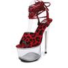 Women's Sexy Transparent High Heel Sandals Leopard Print Shoes Cross Sexy Sandals  181 Series 17cm Heel 7cm PlatformLFD