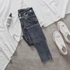 Women's High-Waist Skinny Jeans - Summer 2021 Elastic Slim-Fit Pencil Pants with Raw Edge Hem