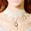 Vintage Wedding Punk Imitation Pearl Women Jewelry Lace Necklace White Choker Bridal